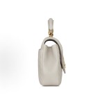 SAINT LAURENT YSL College Gold Logo chain quilted leather hand-held shoulder crossbody bag, medium size for women, grey